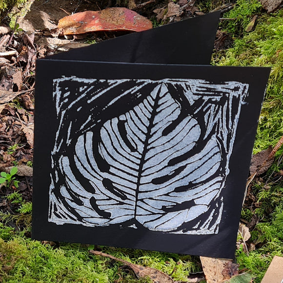 Cards - Monstera Leaf D1 Black White